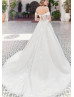 Ivory Lace Dotted Tulle Keyhole Back Sweet Wedding Dress